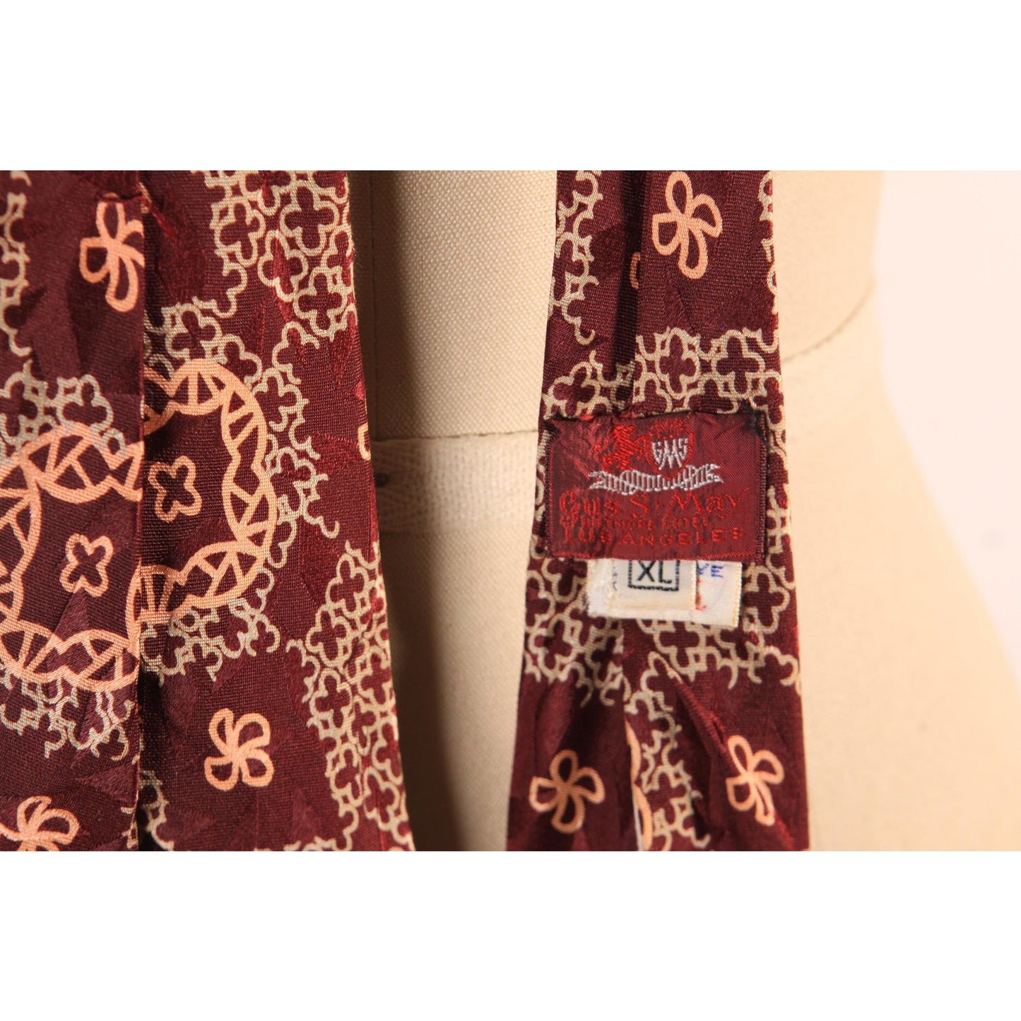 1950s Brown and Tan Geometric Abstract Necktie Tie by Gus S. May
