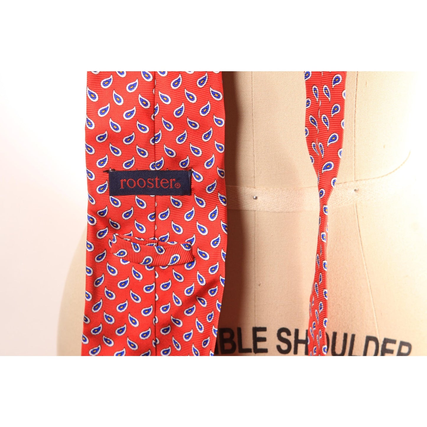 1990s Red, White and Blue Paisley Necktie Tie by Rooster