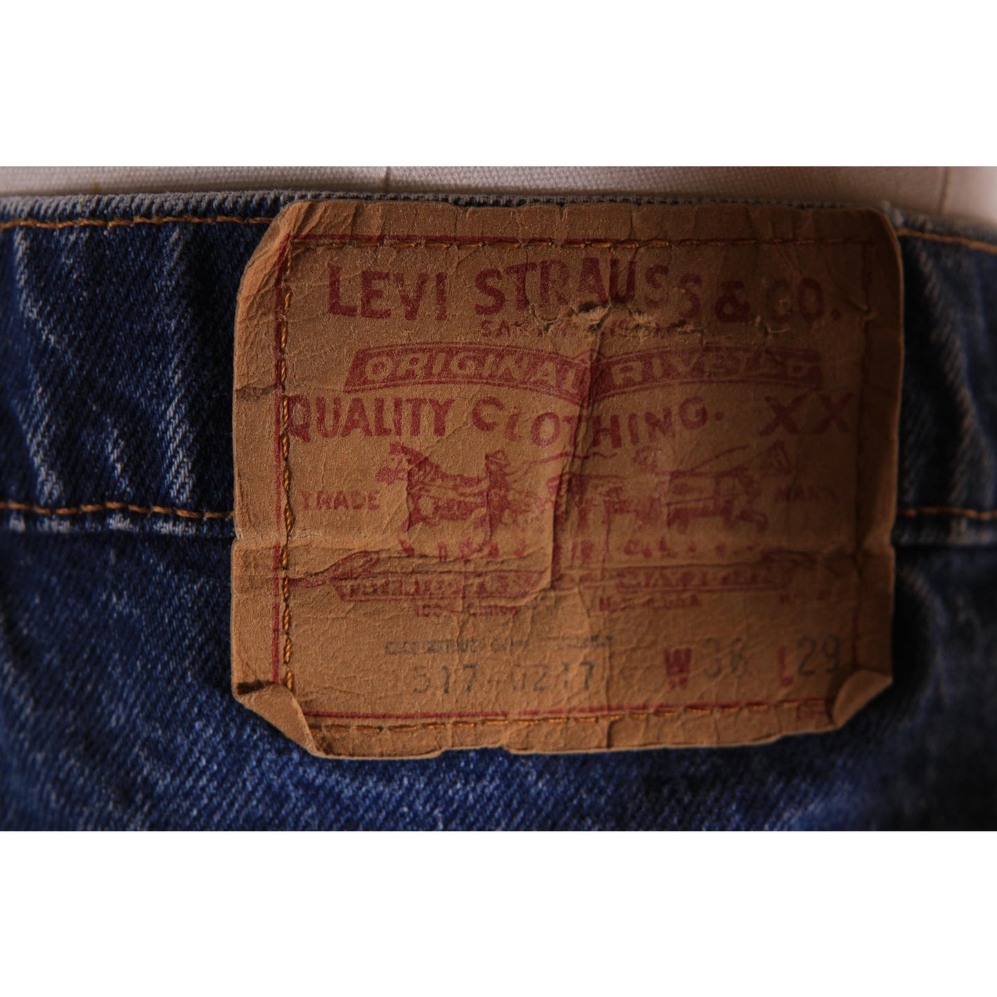 1980s Blue Denim 517 Mens Red Tab Jeans by Levi's - 36x29