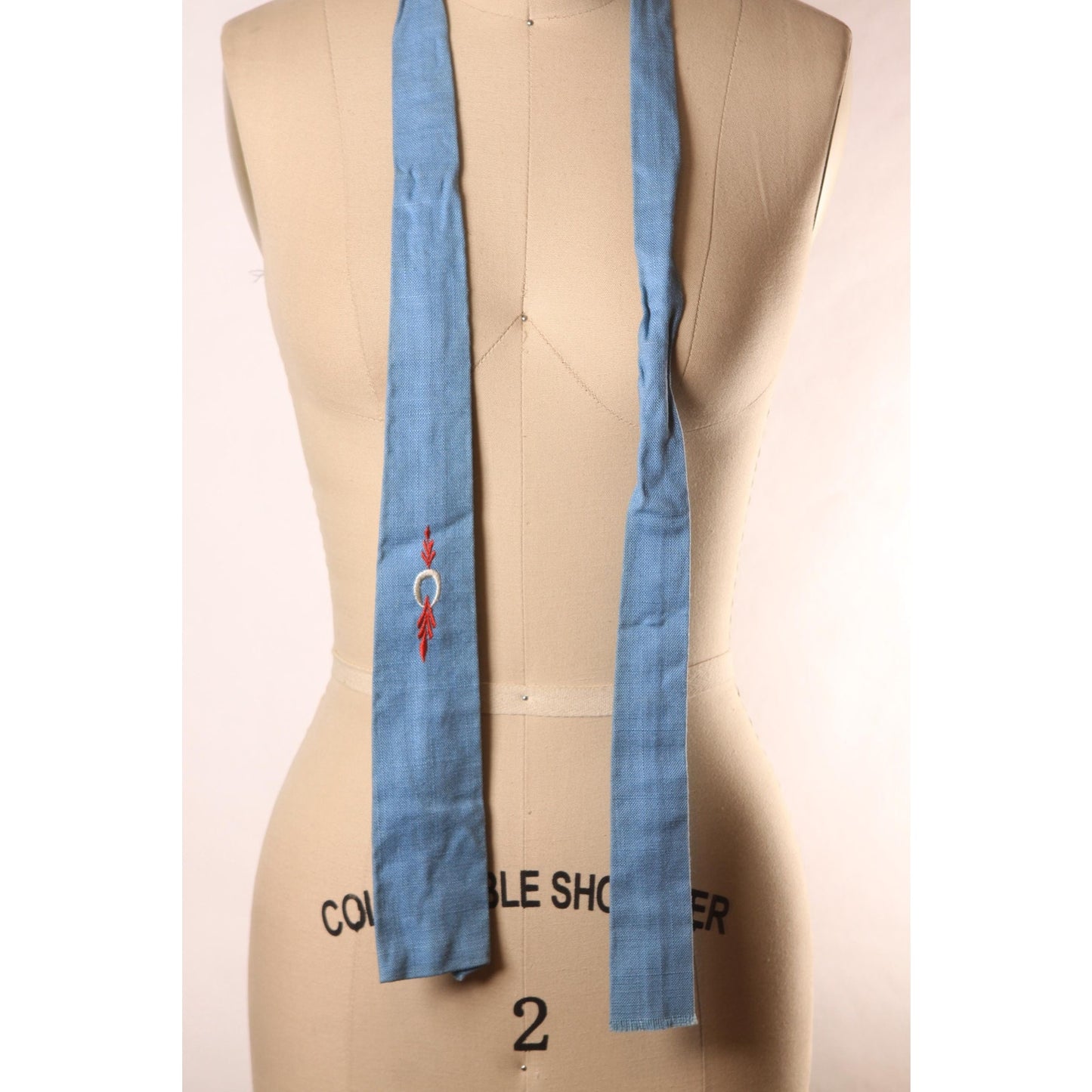 1950s Light Blue and Red Square End Necktie Tie by Soap N' Water