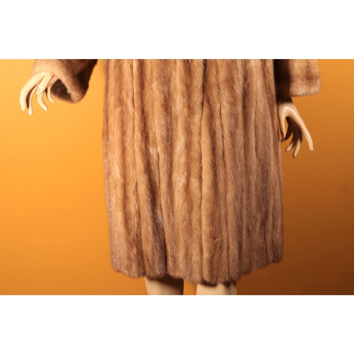 1950s Honey Brown Long Sleeve Mink Fur Coat by Paul Klink Furs -L