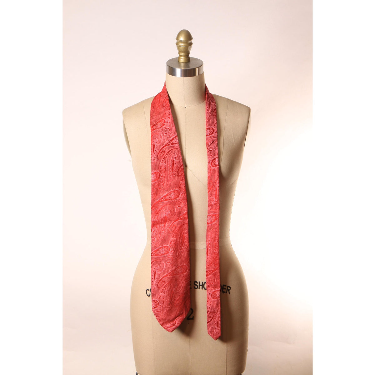 1970s Red Paisley Wide Necktie Tie by Regal