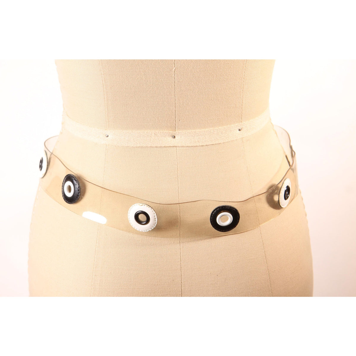 1990s Y2K Clear, Black and White Plastic Mod Circle Belt