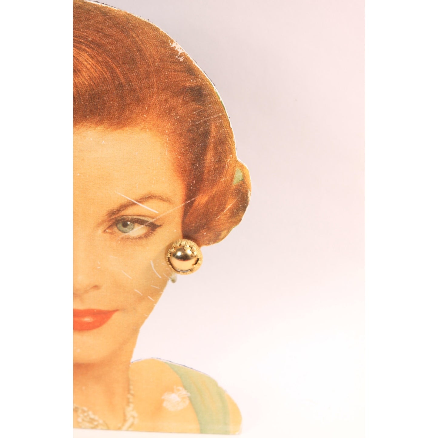 1960s Gold Tone Metal Orb Circle Clip On Earrings