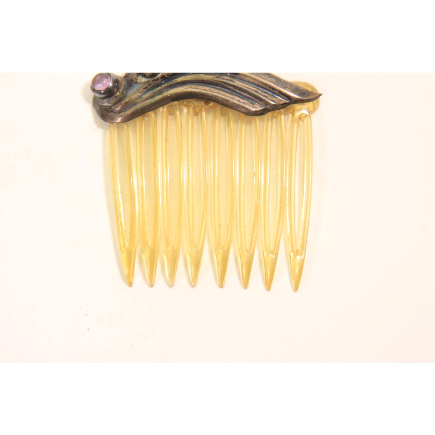 1930s 1940s Silver and Purple Stone Single Hair Comb