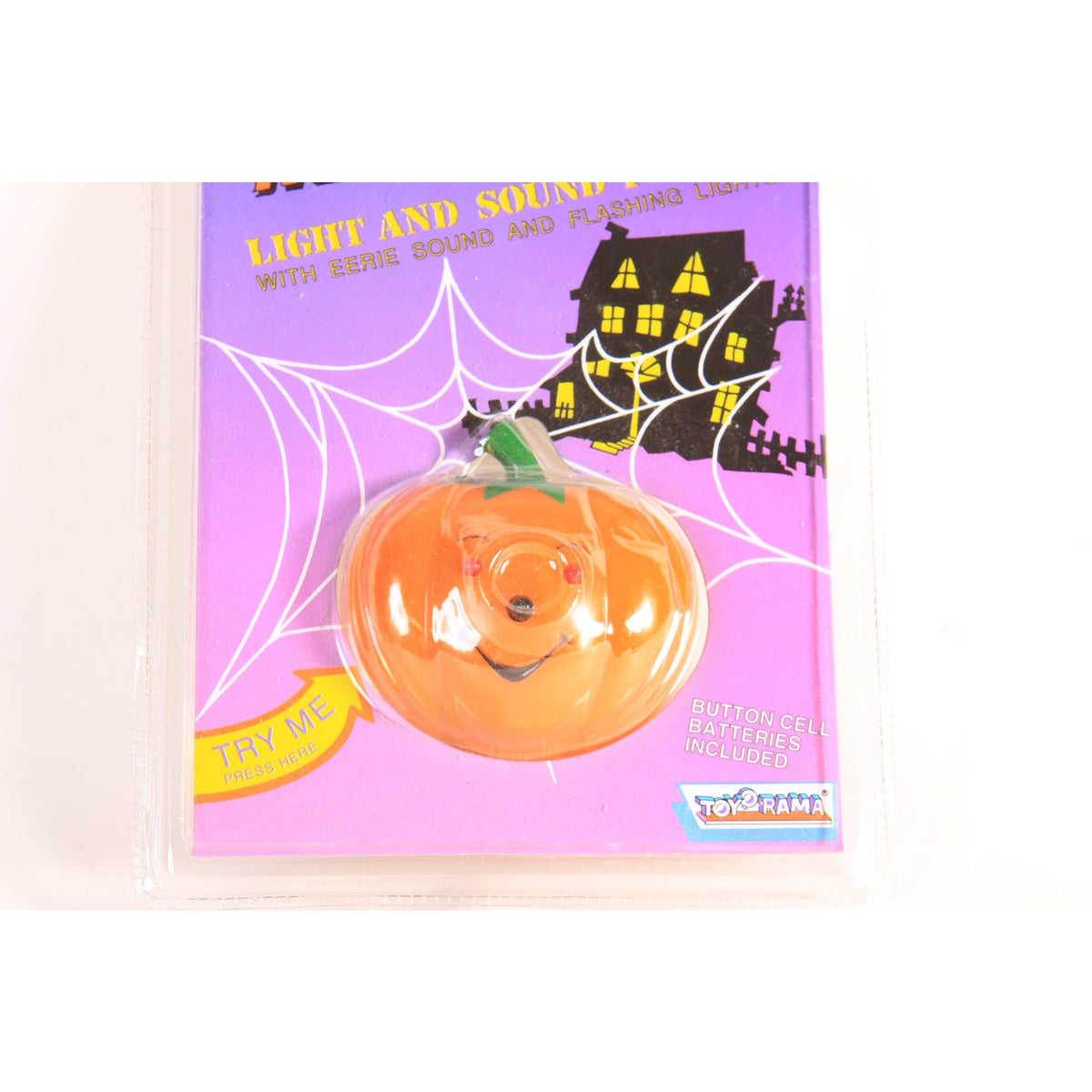Deadstock 1990s Novelty Halloween Light and Sound Jackolantern Pumpkin Brooch Pin by Toyorama