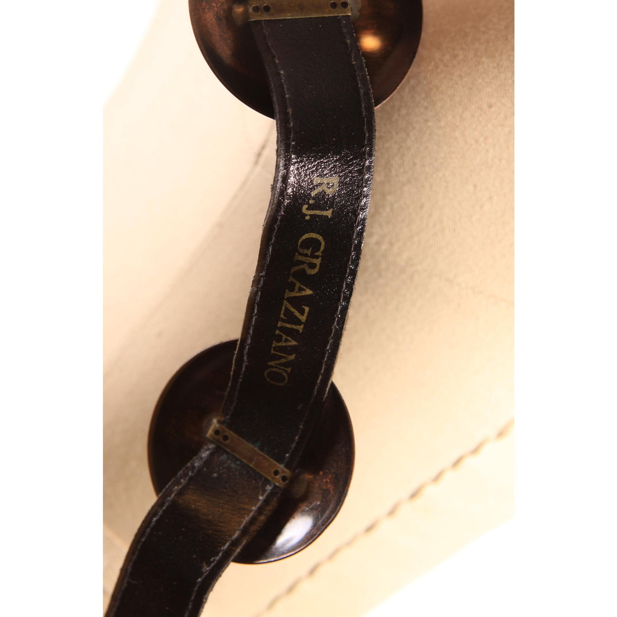 1980s Dark Brown Leather and Brass Copper Metal Tone Concho Circle Chunky Belt by R.J. Graziano