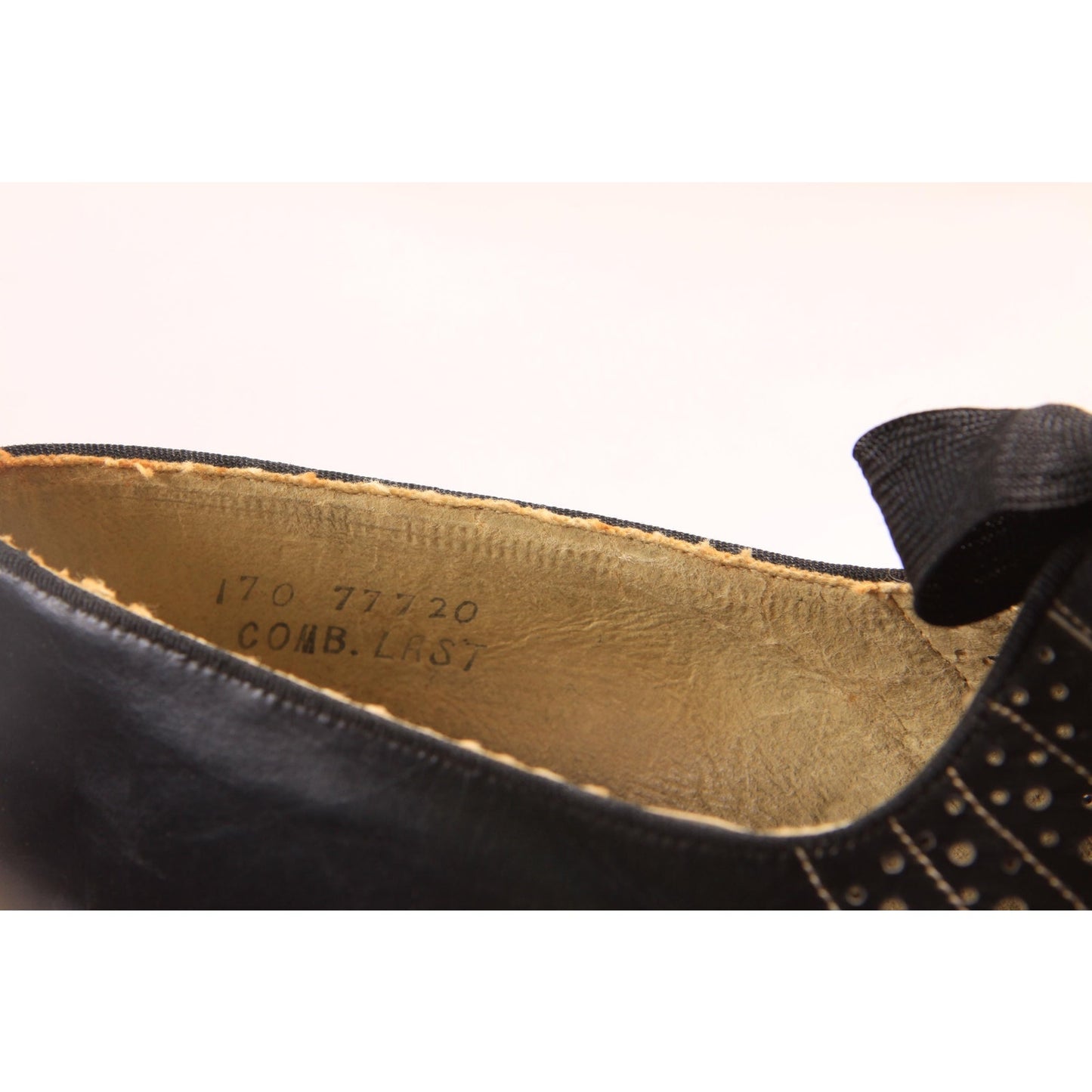 1930s Art Deco Black Lace Up Gothic Pointed Toe Pumps High Heels