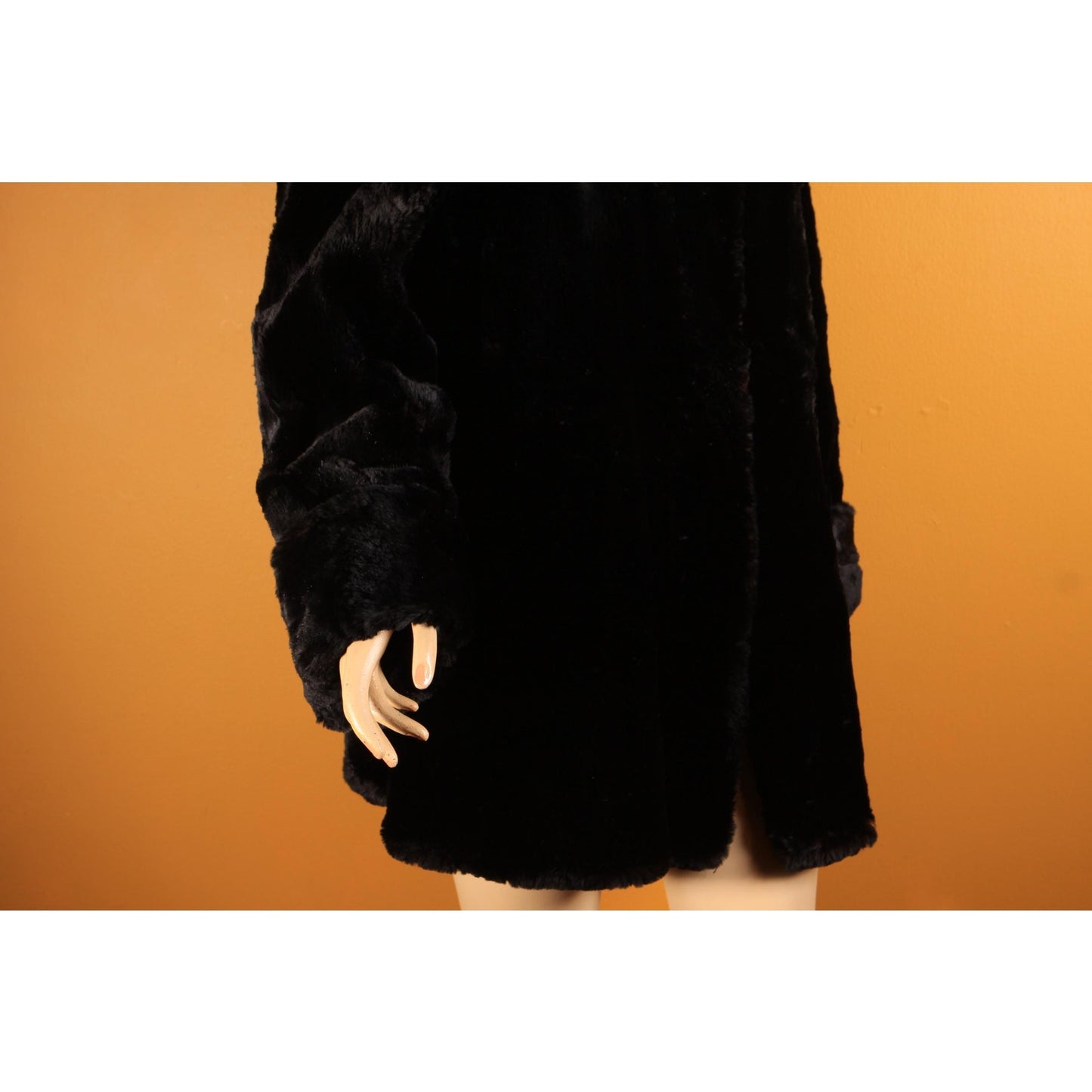 1940s Black Sheared Dyed Beaver Fur Coat by Cavin's -M-L