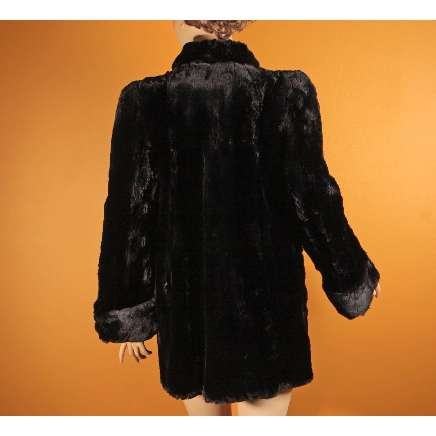 1940s Black Sheared Dyed Beaver Fur Coat by Cavin's -M-L