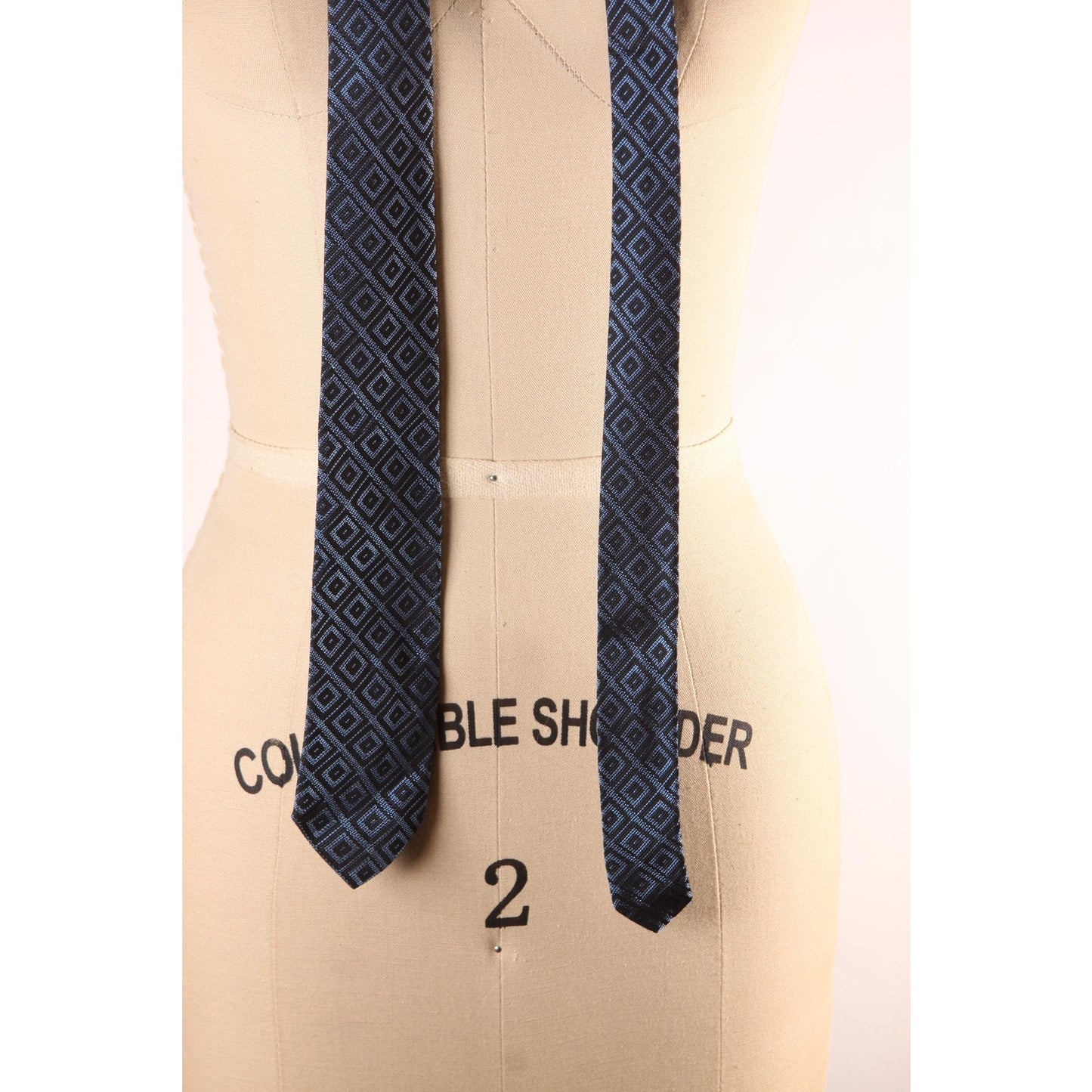 1970s Blue Geometric Necktie Tie