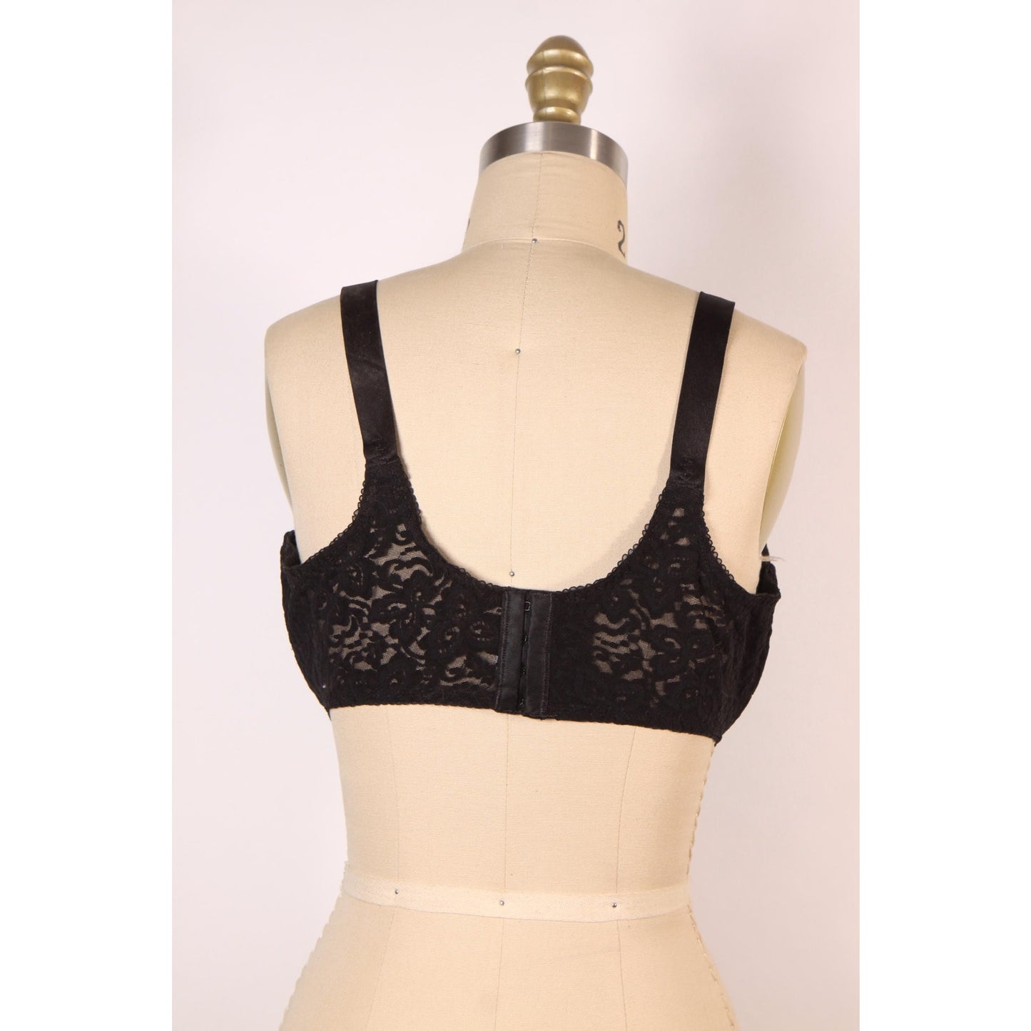 1980s Sheer Black Floral Lace Bow Detail Bra by Bali-40D