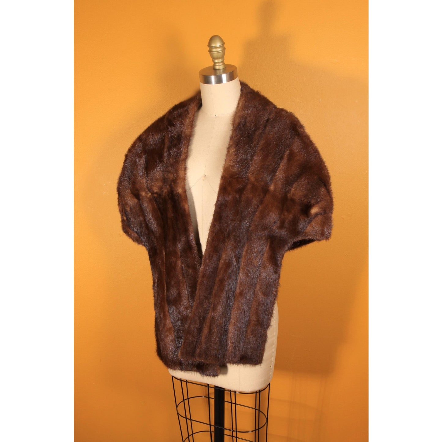 1950s Dark Brown Mink Fur Wrap Shawl