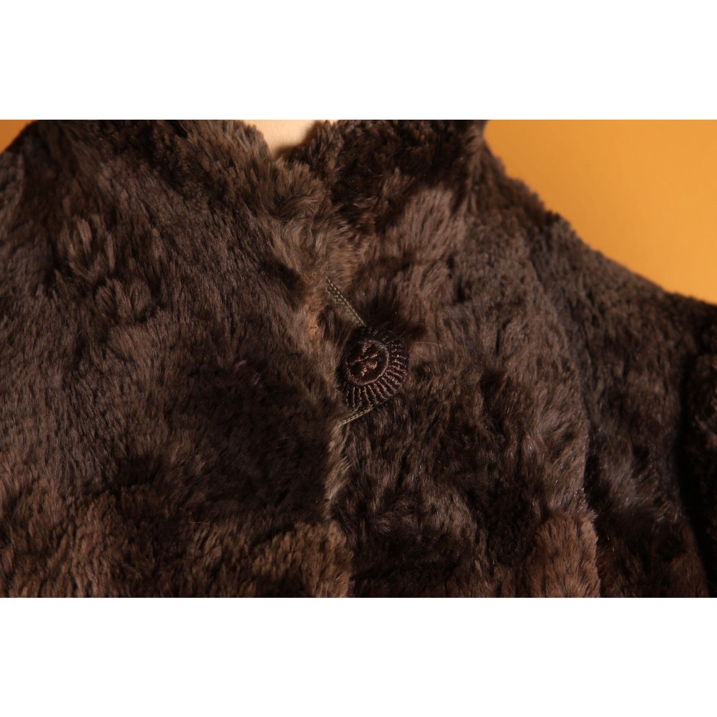 1940s Brown Sheared Beaver Fur Pointed Shoulder Coat -S