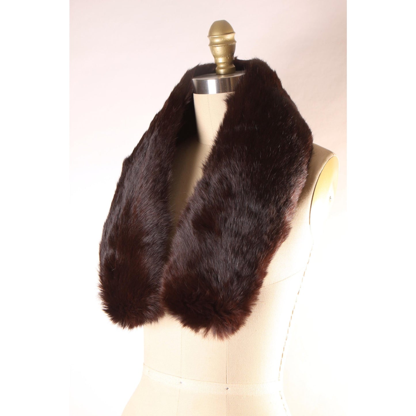 1940s Dark Brown Mink Fur Velvet Backing Shoulder Fur Wrap