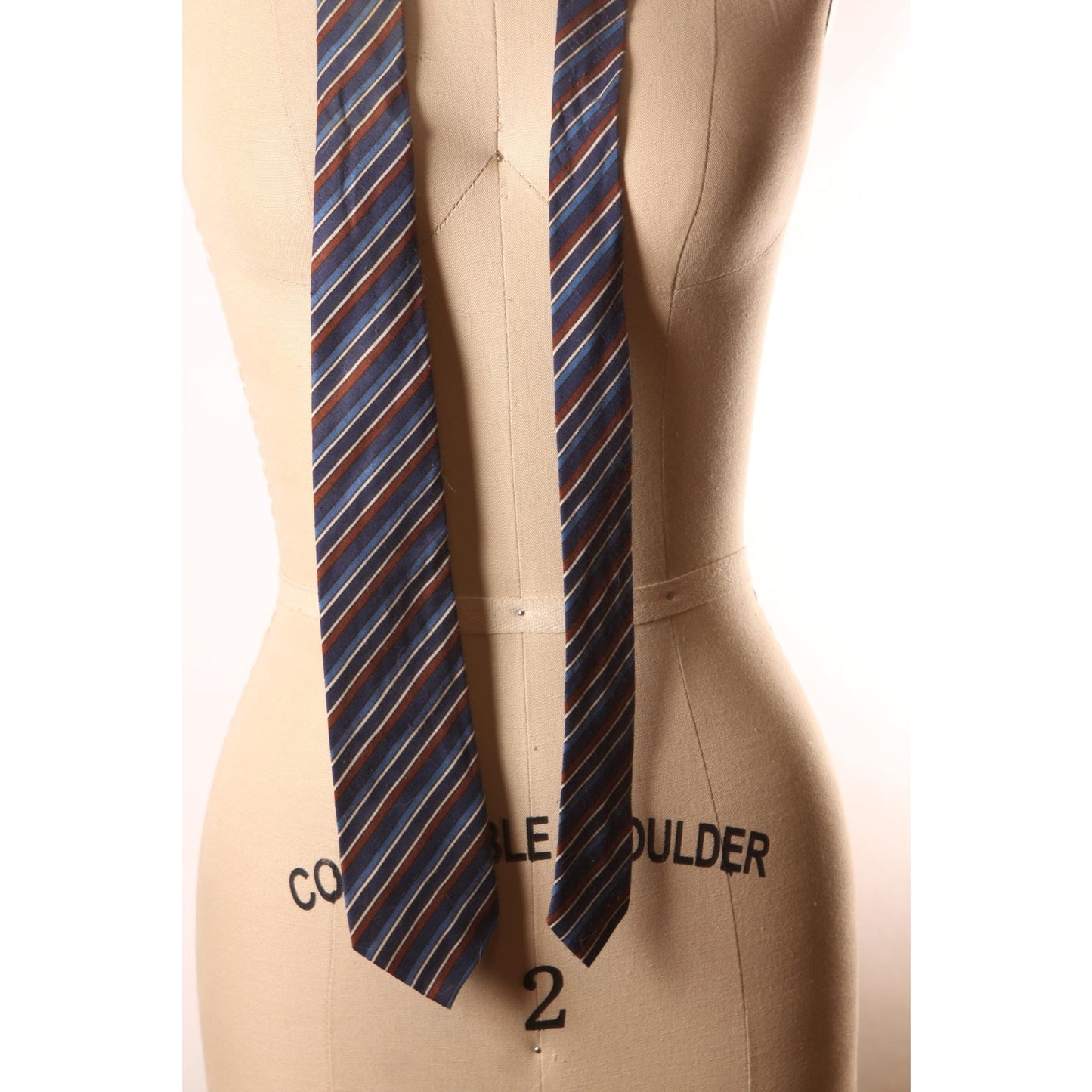 1950s Blue and Brown Striped Necktie Tie