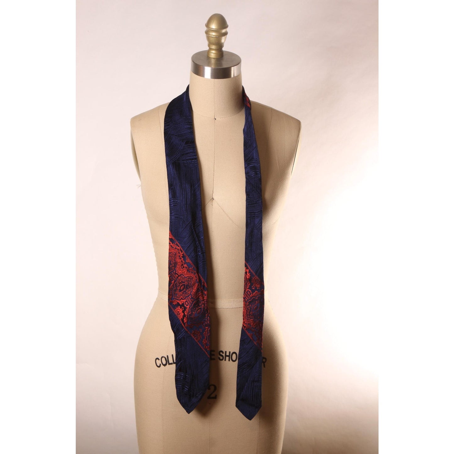 1970s Blue and Red Patterned Necktie Tie by Mitzi Cravat