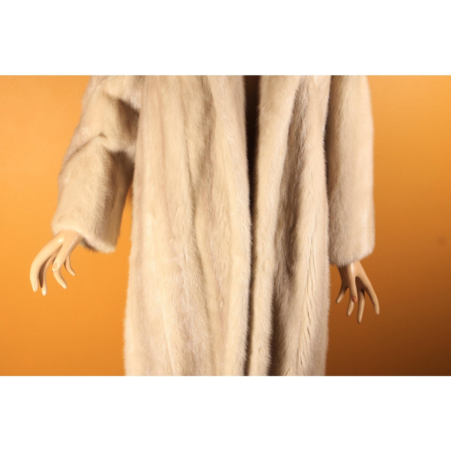 1950s Blonde Cream Off White Long Sleeve Mink Fur Coat by Irene of London -M-L