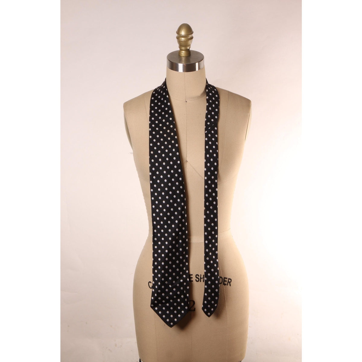1970s Black and White Polka Dot Wide Necktie Tie by Barth's by Damon