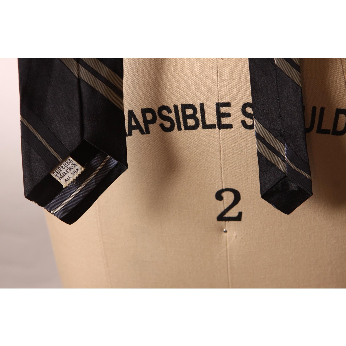 1950s Black, Blue and White Striped Necktie Tie by Superba Mark-X