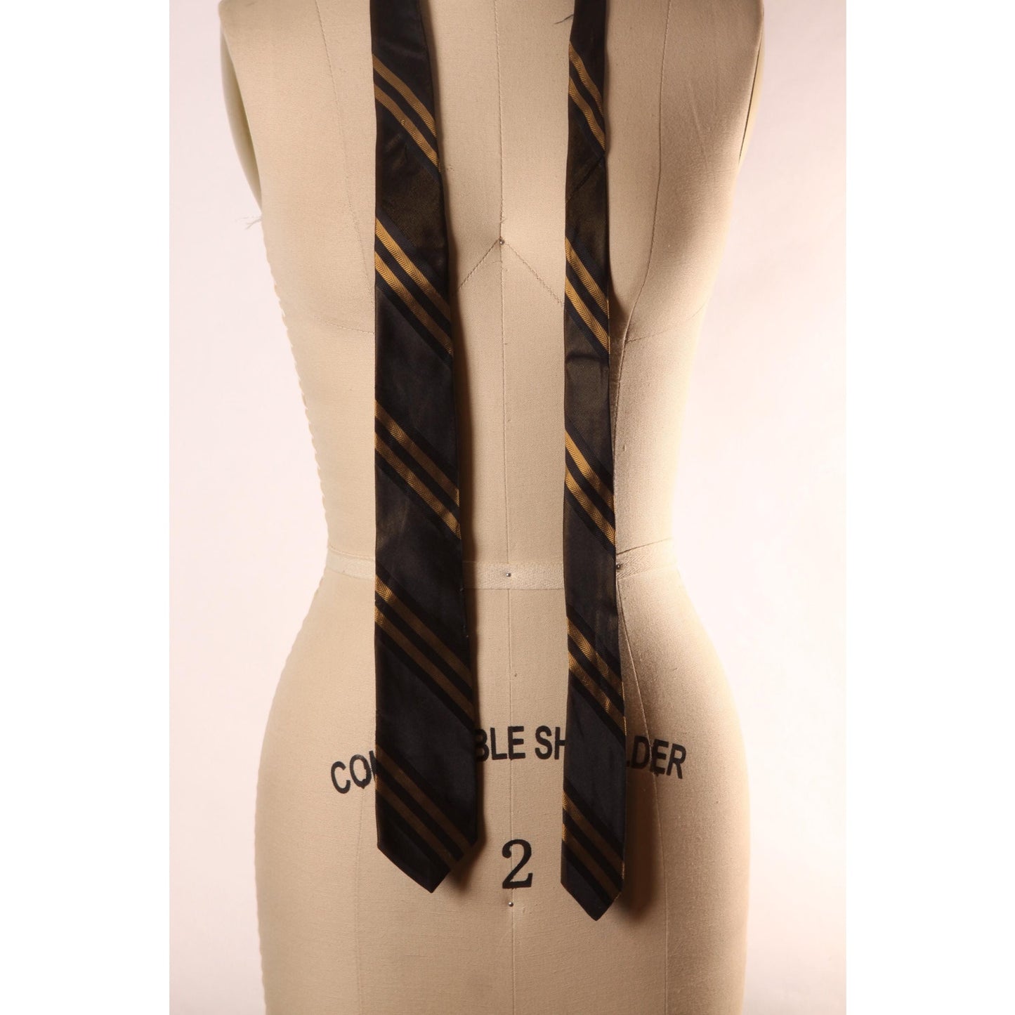 1960s Black and Dark Gold Striped Necktie Tie by The Gay Blade