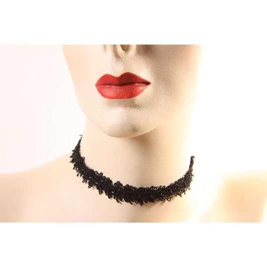 1970s Black Lace Gothic Choker Necklace