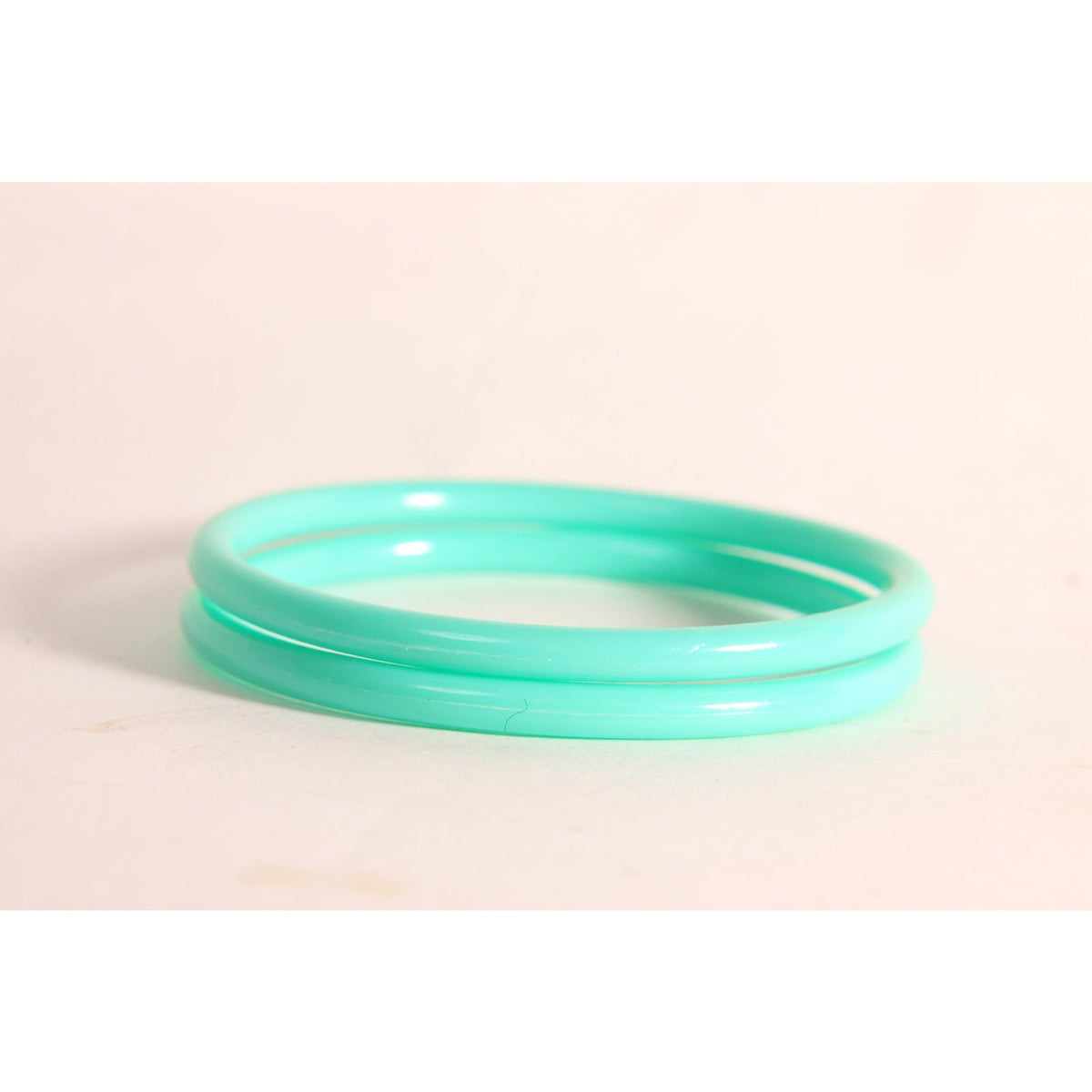 1980s Sea Foam Turquoise Blue Green Thin Plastic Bangle Bracelets