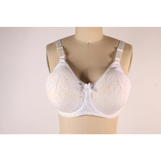 1980s Sheer White Lace Bow Detail Bra by Bali-38D