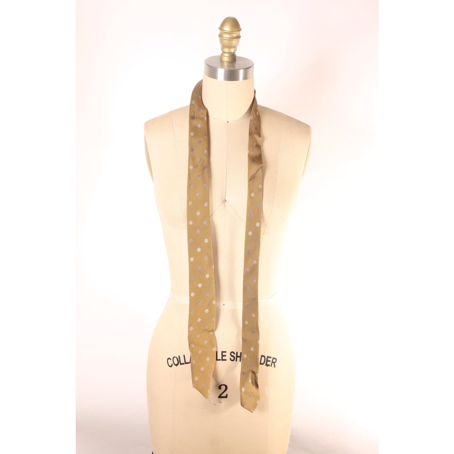 1980s Tan Geometric Print Necktie Tie by B.R. Baker Co