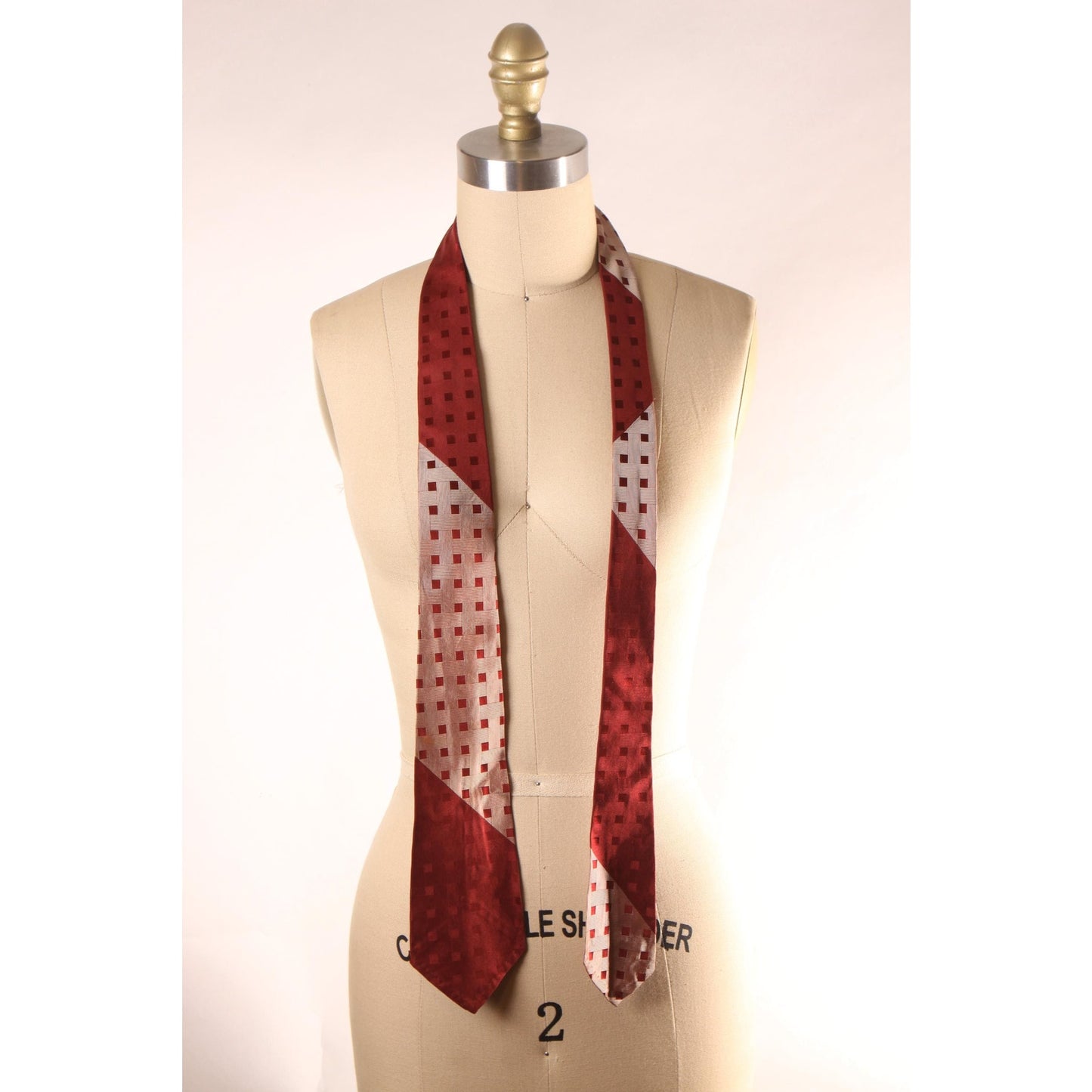 1950s Dark Red and Tan Mid Century Abstract Necktie Tie by George L. Daugherty
