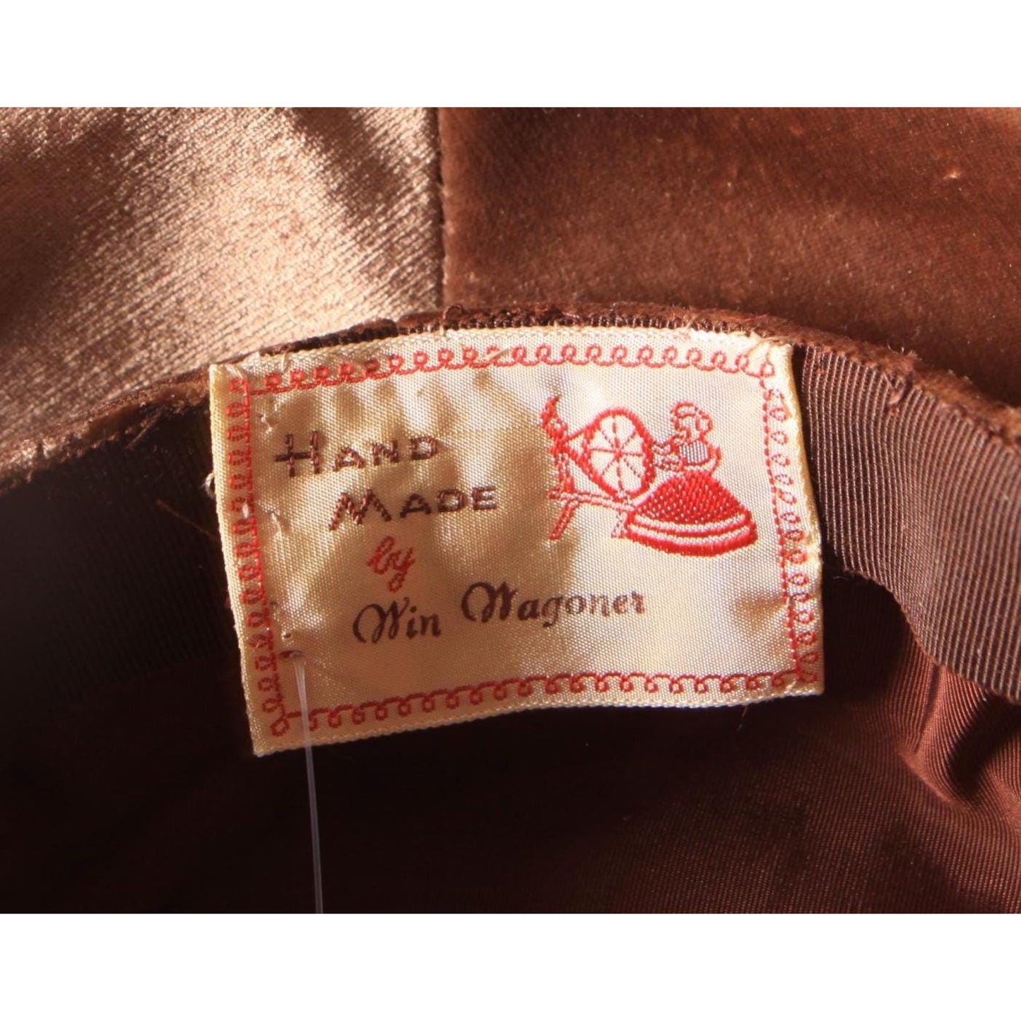 1940s Brown Velvet Pheasant Feather Wide Brim Hat by Win Wagoner