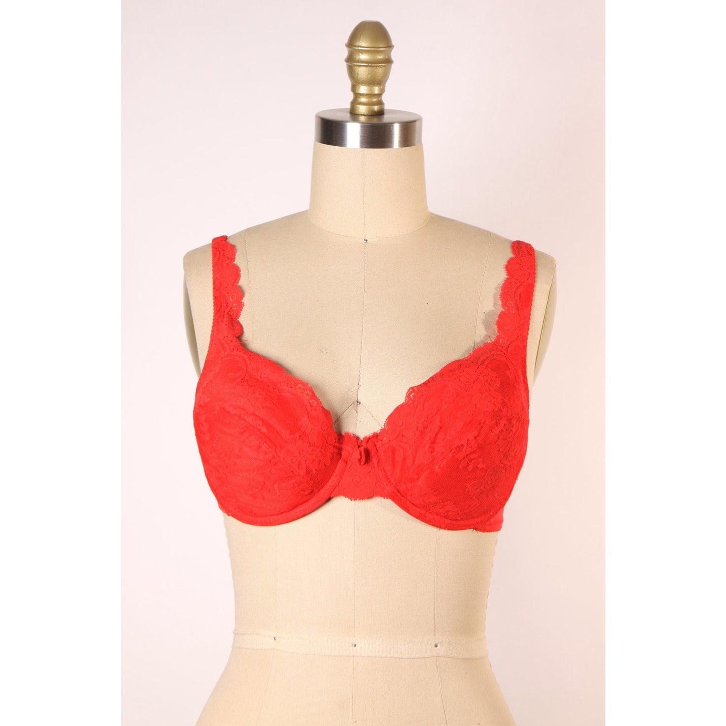 1980s Red Floral Lace Padded Bra by Fredericks of Hollywood-36C