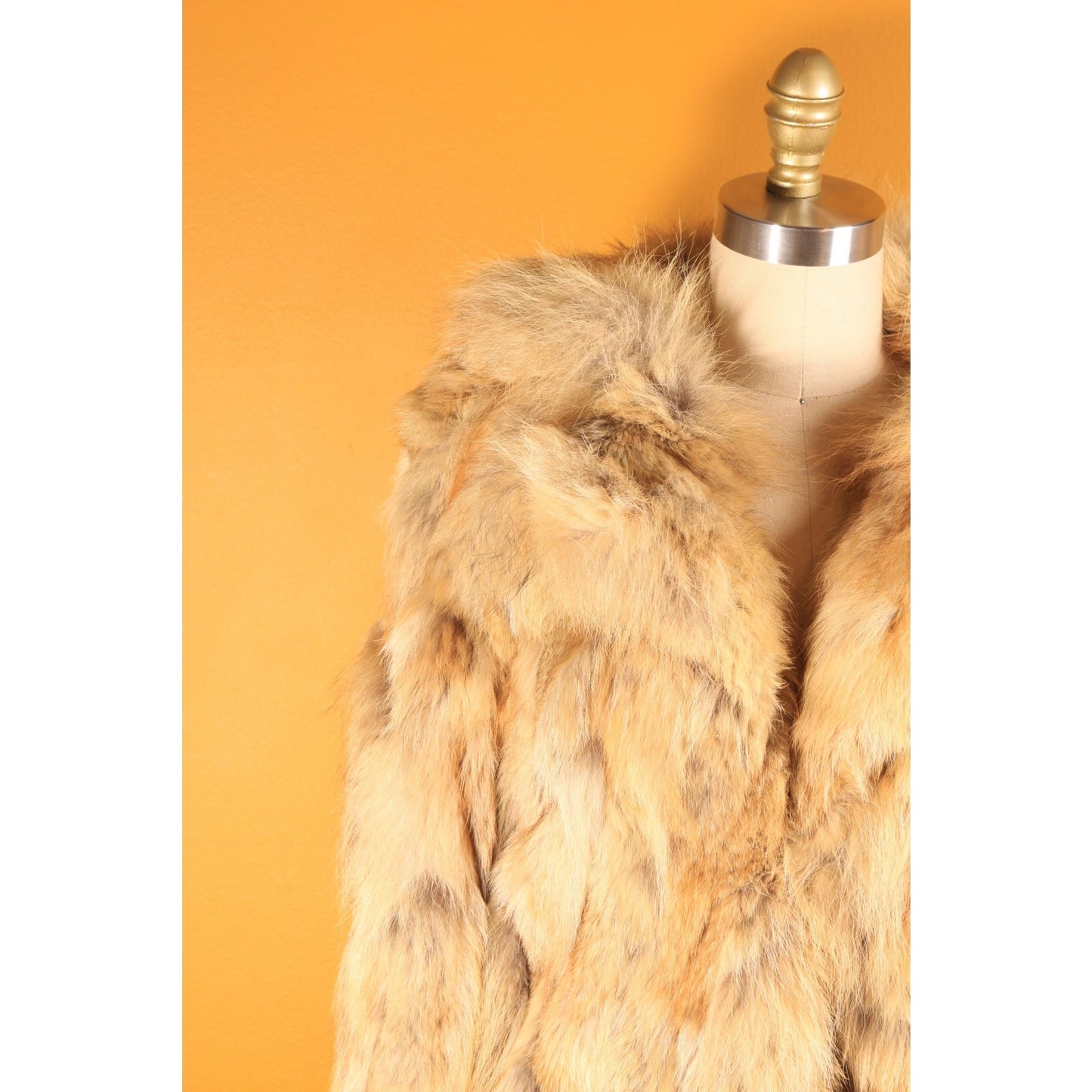 1970s Brown and Tan Patchwork Coyote Fur Coat by Furrocious -M