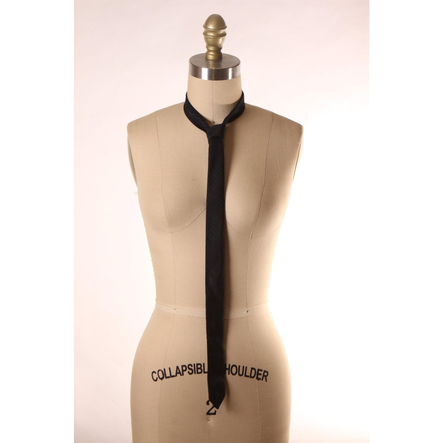 1950s Black and Dark Blue Striped Skinny Necktie Tie