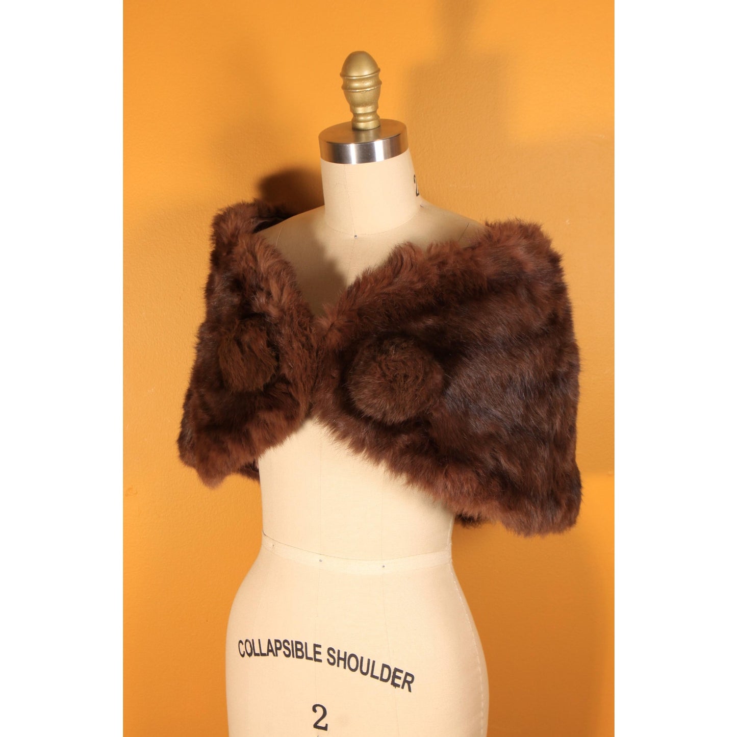 1950s Dyed Rabbit Fur Pom Pom Shrug Wrap