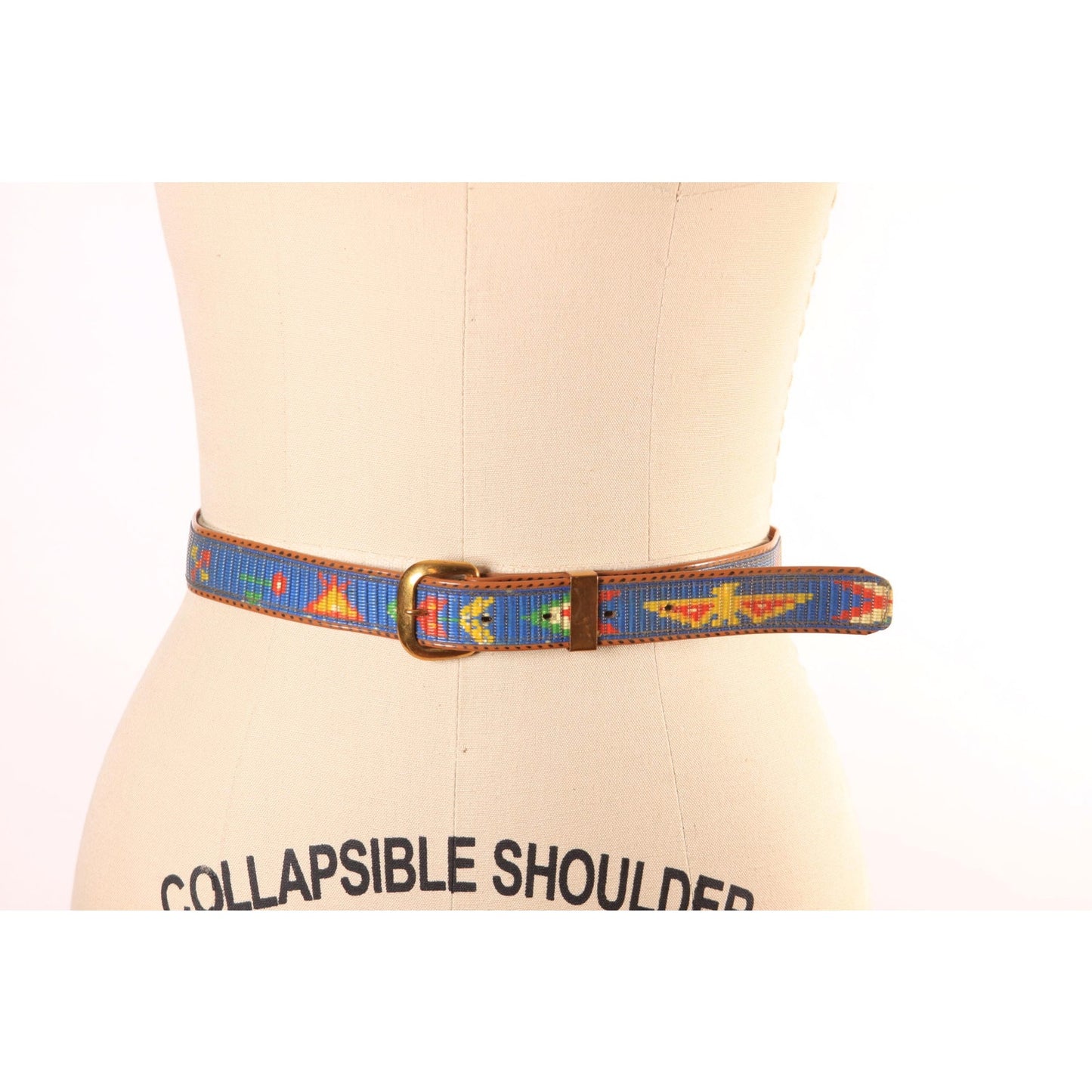 1960s Novelty Plastic Multi-Colored Blue, Red and Yellow Western Native American Belt