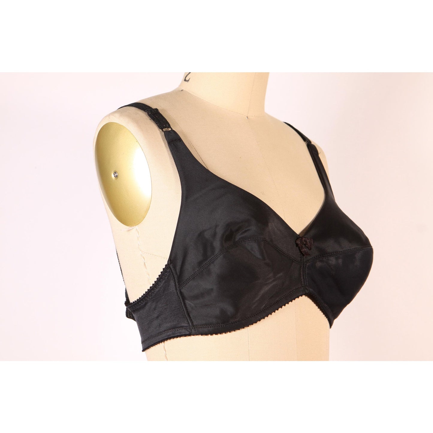 1970s Black Lightly Padded Bow Detail Bra by Montgomery Ward-38B