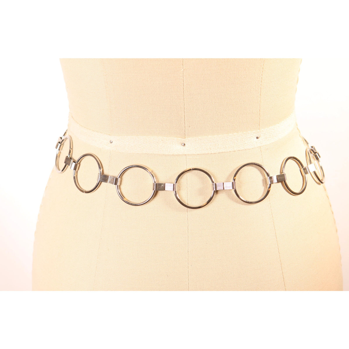 1990s Y2K 2000s Silver Tone Metal Circle Mod Belt