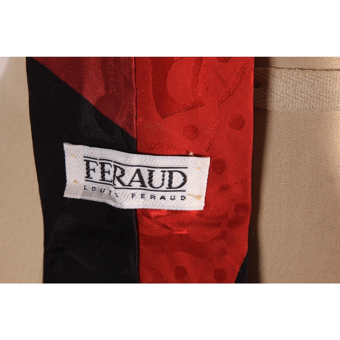1980s 1990s Red, Black and Blue Abstract Geometric Necktie Tie by Feraud