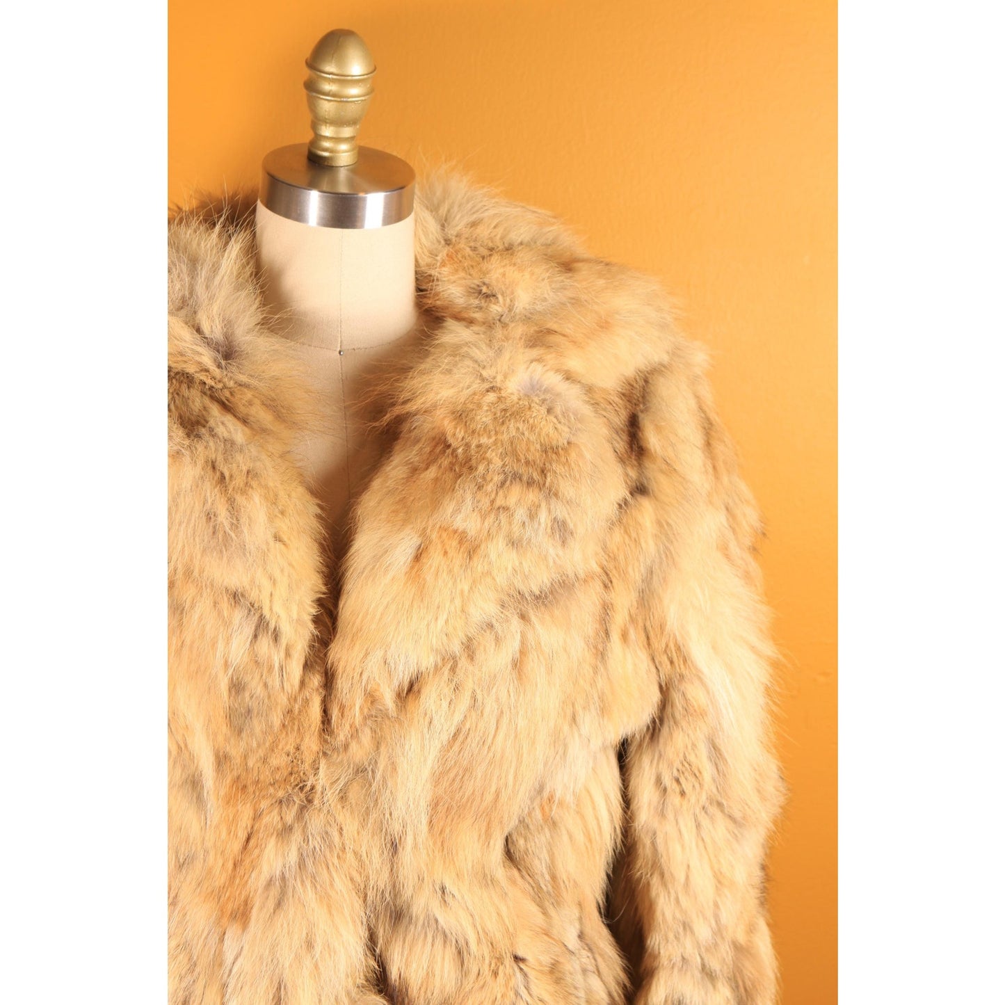 1970s Brown and Tan Patchwork Coyote Fur Coat by Furrocious -M