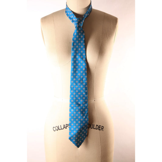 1980s Blue, White and Red Geometric Necktie Tie by American Edition