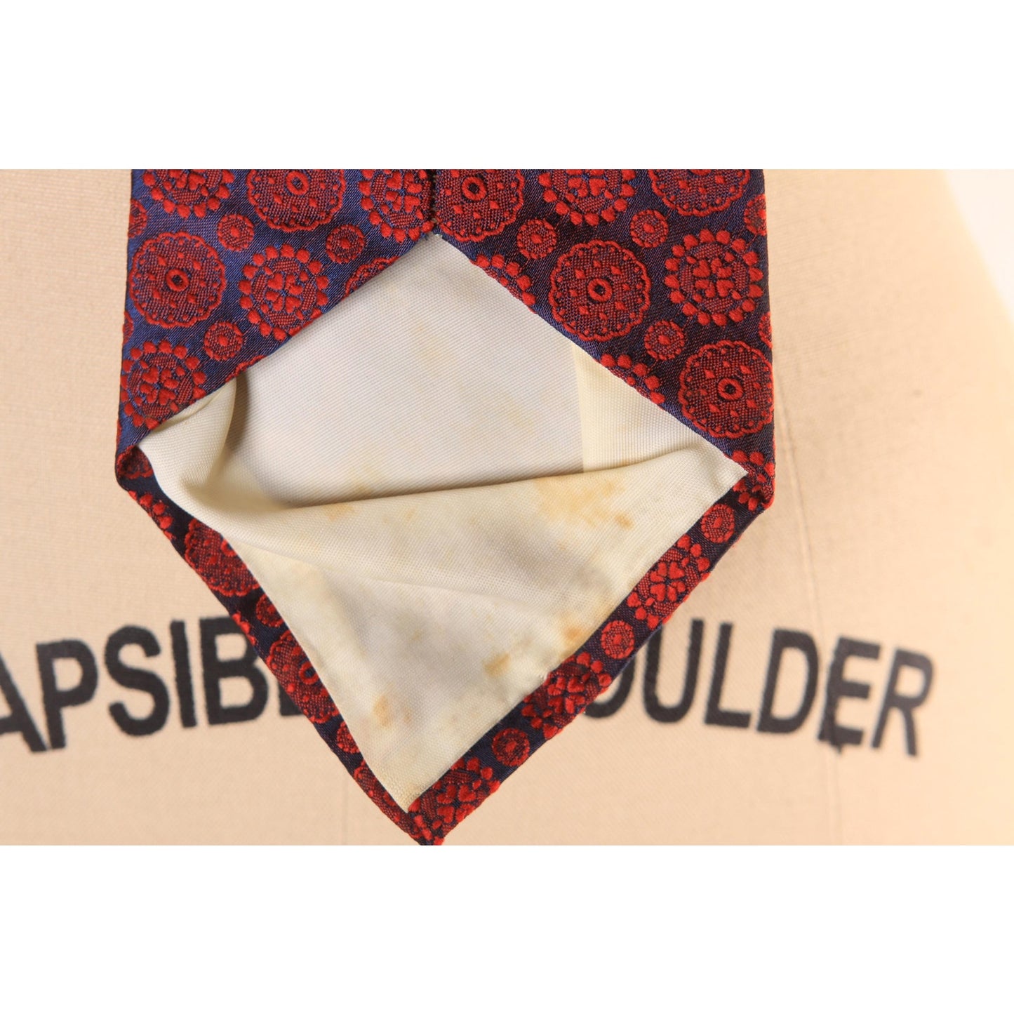 1970s Red and Black Circle Pattern Clip on Tie by Monsieur Cravatieur