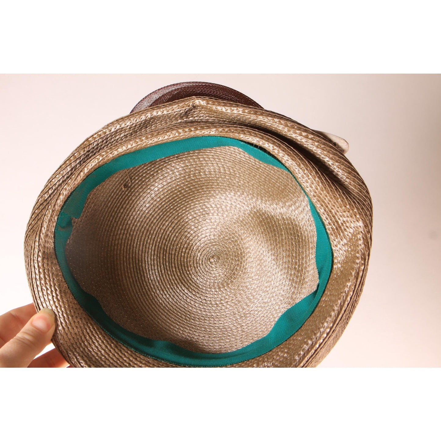 1950s Pale Green, Tan and Brown Abstract Avant Garde Formal Hat