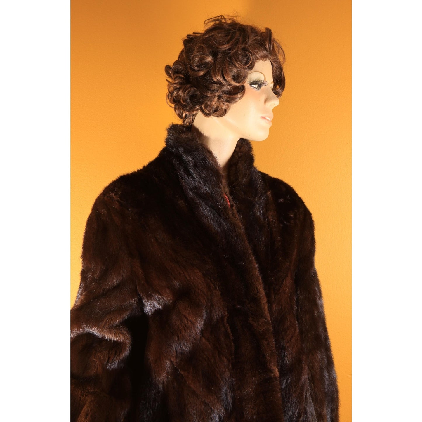 1940s Dark Brown Mink Long Sleeve Fur Coat by Marshall Fields