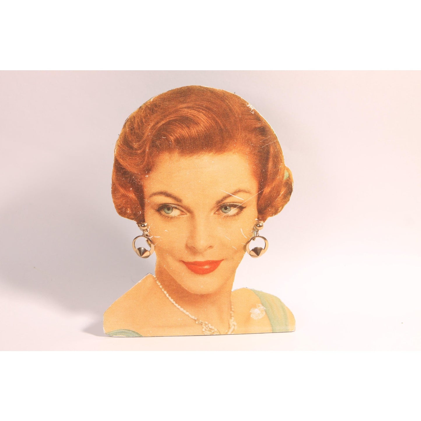 1950s Gold Tone Metal Hoop and Pointed Tip Brutalist Screw Back Earrings