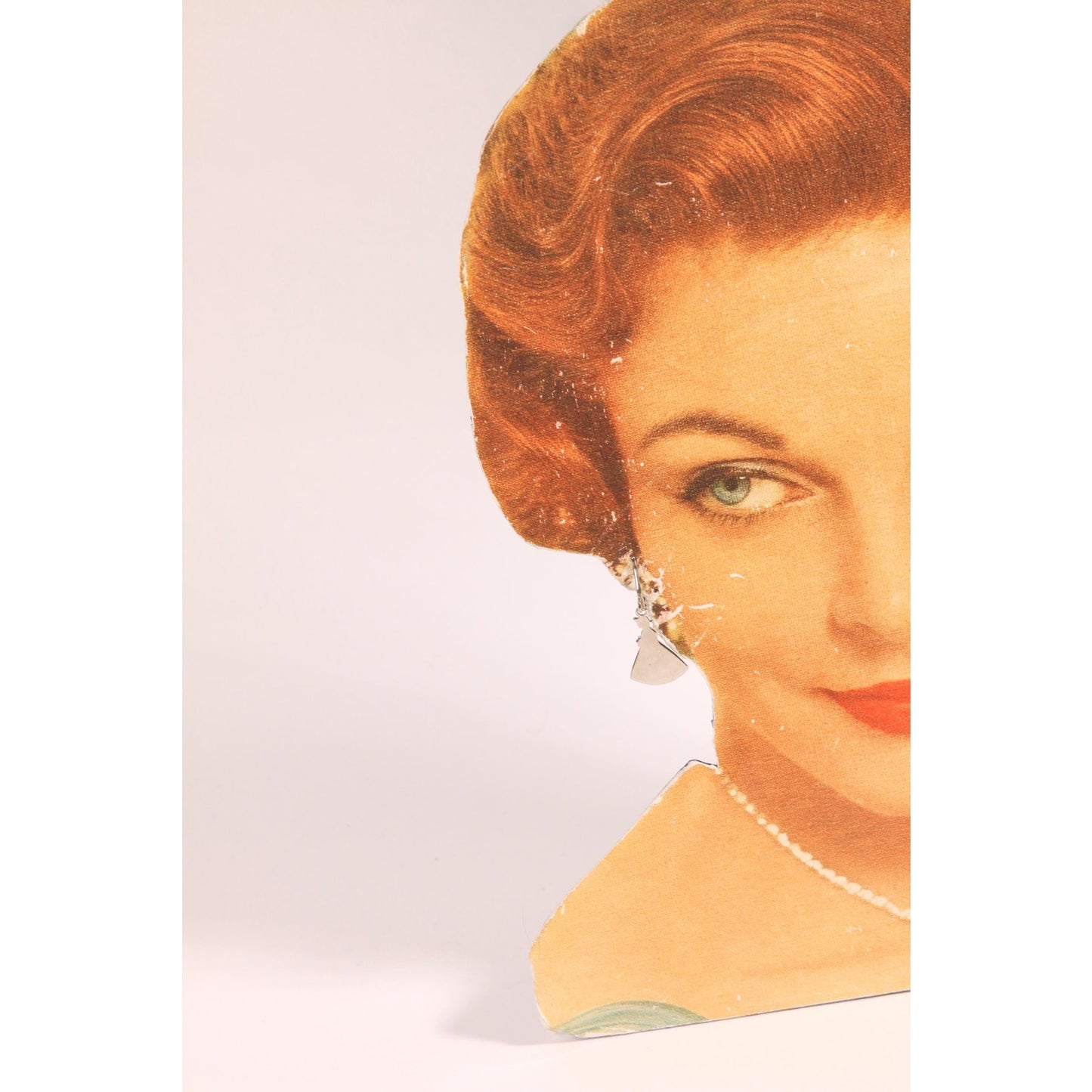 1960s Sterling Woman In Dress Silhouette Clip On Earrings