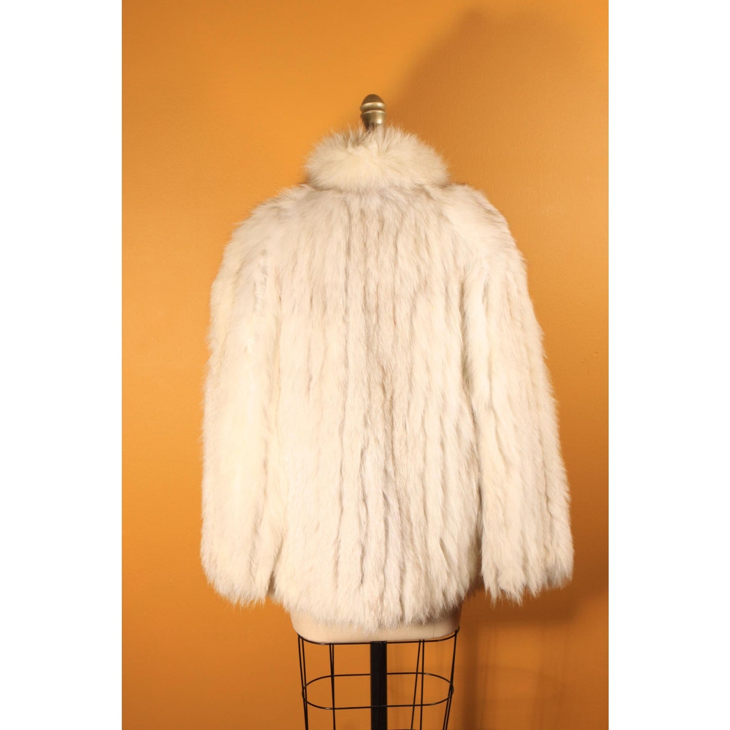 Late 1970s Early 1980s White and Gray Fox Fur Long Sleeve Coat -S