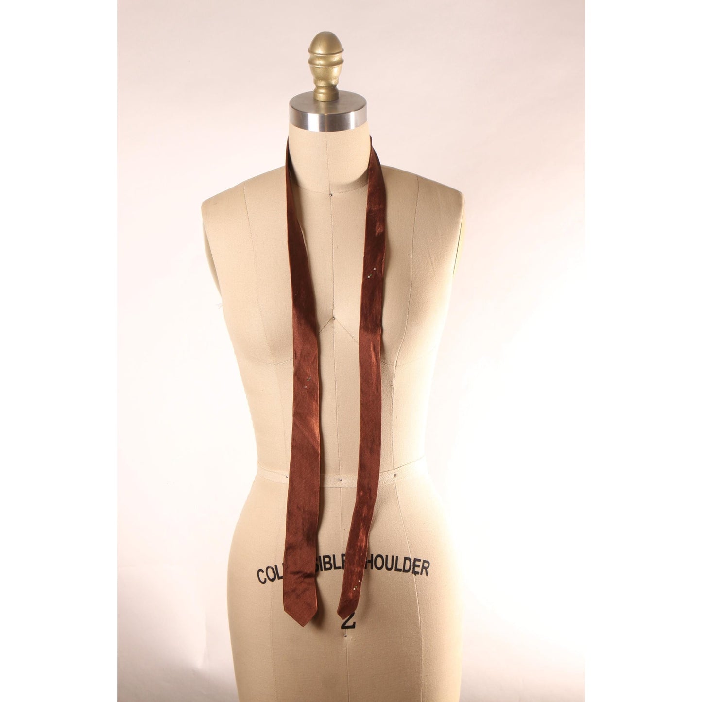 1950s Brown, Cream and Blue Mid Century Skinny Necktie Tie by Anthony's