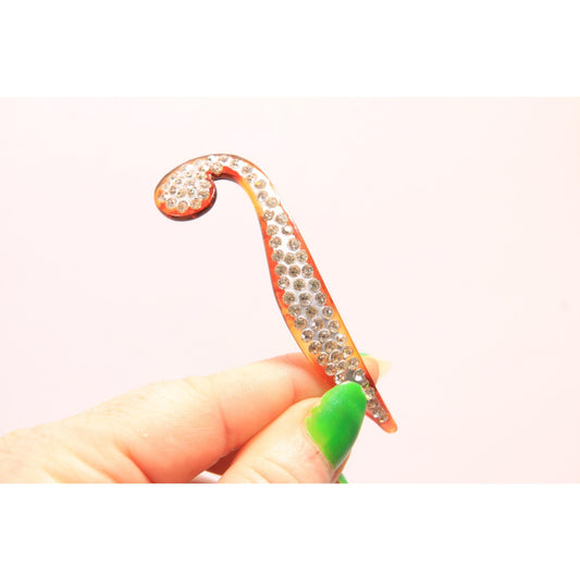 1920s 1930s Art Deco Tortoise Brown Rhinestone Detail Swirl Hair Pick Fork Comb