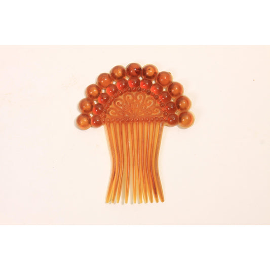 1930s 1940s Brown Plastic Fan Hair Comb